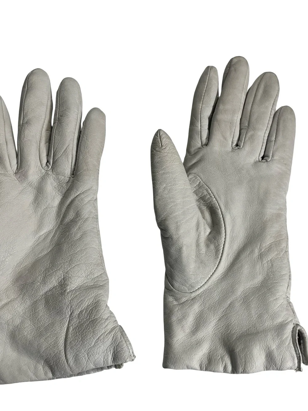Vtg Fownes Women Leather Gloves Off White Cream 100% Cashmere Lined Sz 6.5 Wrist